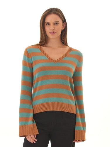 Kiley Summit Stripe Cotton Blend Bell Sleeve Sweater Threads 4 Thought 