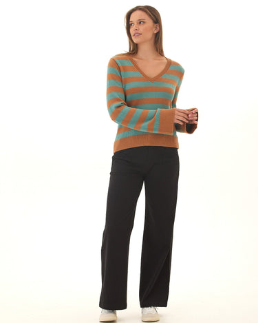 Kiley Summit Stripe Cotton Blend Bell Sleeve Sweater Threads 4 Thought 