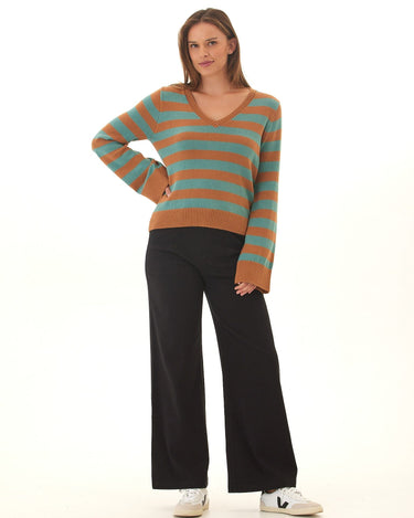 Kiley Summit Stripe Cotton Blend Bell Sleeve Sweater Threads 4 Thought 