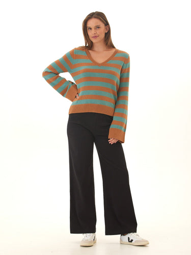 Kiley Summit Stripe Cotton Blend Bell Sleeve Sweater Threads 4 Thought 