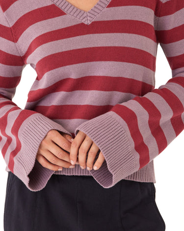 Kiley Summit Stripe Cotton Blend Bell Sleeve Sweater Womens Outerwear Sweater Threads 4 Thought 