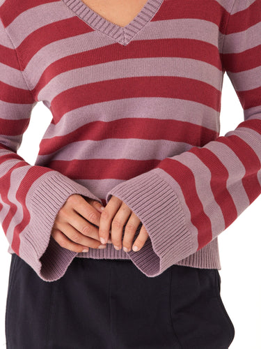 Kiley Summit Stripe Cotton Blend Bell Sleeve Sweater Womens Outerwear Sweater Threads 4 Thought