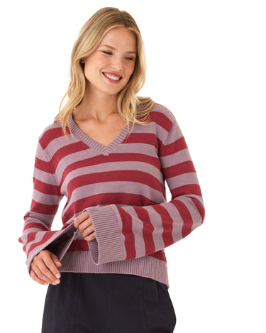 Kiley Summit Stripe Cotton Blend Bell Sleeve Sweater Womens Outerwear Sweater Threads 4 Thought 