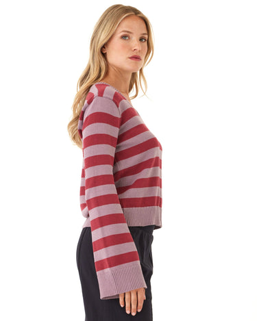 Kiley Summit Stripe Cotton Blend Bell Sleeve Sweater Womens Outerwear Sweater Threads 4 Thought 