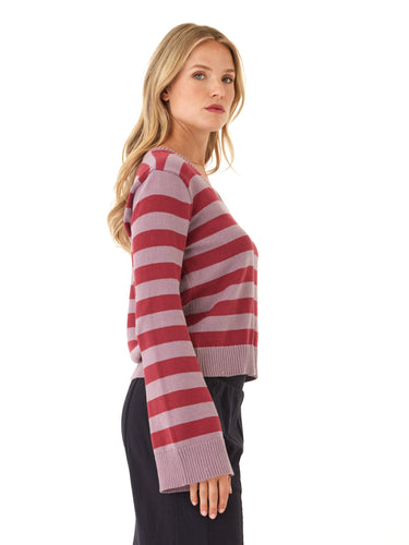Kiley Summit Stripe Cotton Blend Bell Sleeve Sweater Womens Outerwear Sweater Threads 4 Thought 
