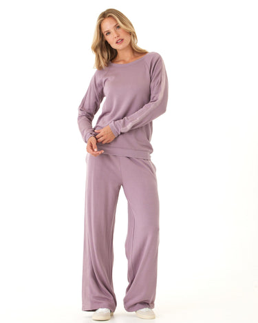 Priscilla Feather Fleece Satin Trim Detail Raglan Pullover Womens Outerwear Sweatshirt Threads 4 Thought 