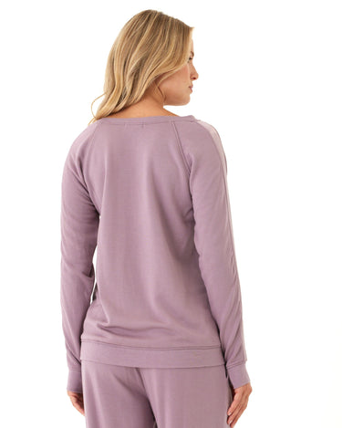 Priscilla Feather Fleece Satin Trim Detail Raglan Pullover Womens Outerwear Sweatshirt Threads 4 Thought 