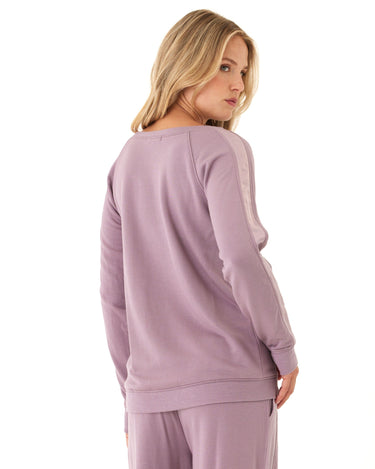 Priscilla Feather Fleece Satin Trim Detail Raglan Pullover Womens Outerwear Sweatshirt Threads 4 Thought 