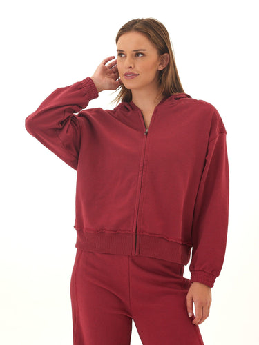 Starla French Terry Rib Mix Zip Hoodie