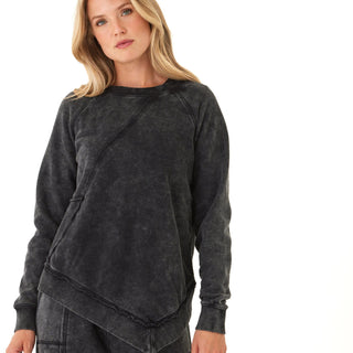 Ryssa Mineral Wash Terry Asymmetrical Pullover Womens Outerwear Sweatshirt Threads 4 Thought 