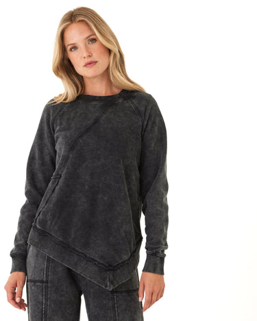 Ryssa Mineral Wash Terry Asymmetrical Pullover Womens Outerwear Sweatshirt Threads 4 Thought 