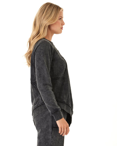 Ryssa Mineral Wash Terry Asymmetrical Pullover Womens Outerwear Sweatshirt Threads 4 Thought 