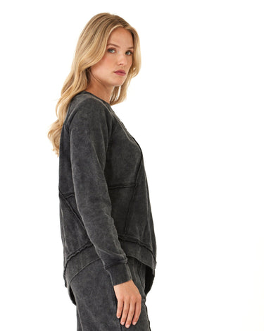Ryssa Mineral Wash Terry Asymmetrical Pullover Womens Outerwear Sweatshirt Threads 4 Thought 