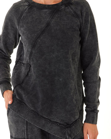 Ryssa Mineral Wash Terry Asymmetrical Pullover Womens Outerwear Sweatshirt Threads 4 Thought 