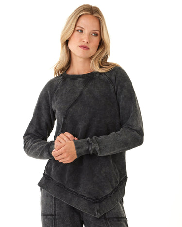 Ryssa Mineral Wash Terry Asymmetrical Pullover Womens Outerwear Sweatshirt Threads 4 Thought 