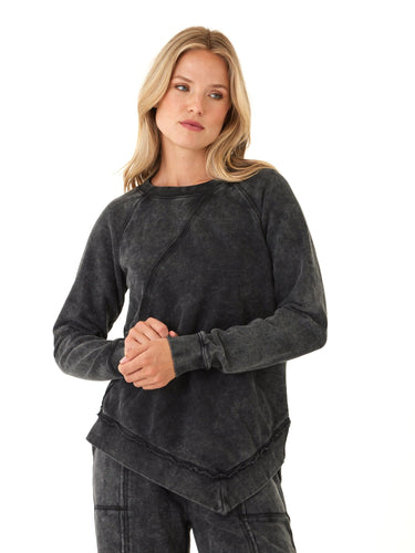 Ryssa Mineral Wash Terry Asymmetrical Pullover Womens Outerwear Sweatshirt Threads 4 Thought 
