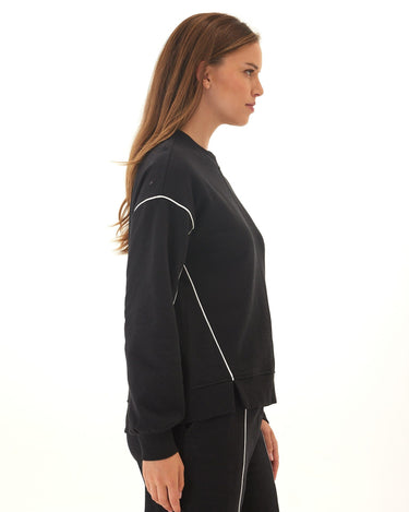 Kiesha Slub Terry Piping Detail Pullover Womens Outerwear Sweatshirt Threads 4 Thought 