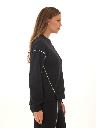 Kiesha Slub Terry Piping Detail Pullover Womens Outerwear Sweatshirt Threads 4 Thought 