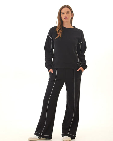 Milly Slub Terry Piping Detail Boot Cut Pant Womens Bottoms Sweatpants Threads 4 Thought 