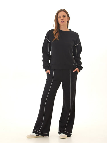 Milly Slub Terry Piping Detail Boot Cut Pant Womens Bottoms Sweatpants Threads 4 Thought 