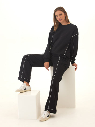 Kiesha Slub Terry Piping Detail Pullover Womens Outerwear Sweatshirt Threads 4 Thought 