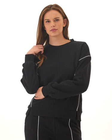 Kiesha Slub Terry Piping Detail Pullover Womens Outerwear Sweatshirt Threads 4 Thought 