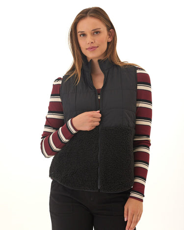 Janey Puffer Sherpa Mix Vest Threads 4 Thought 