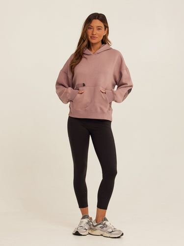 Marcellina Vintage Wash Fleece Elbow Patchwork Hoodie Womens Outerwear Sweatshirt Threads 4 Thought 