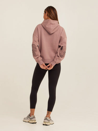 Marcellina Vintage Wash Fleece Elbow Patchwork Hoodie Womens Outerwear Sweatshirt Threads 4 Thought 