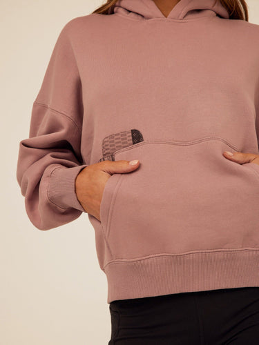 Marcellina Vintage Wash Fleece Elbow Patchwork Hoodie Womens Outerwear Sweatshirt Threads 4 Thought 