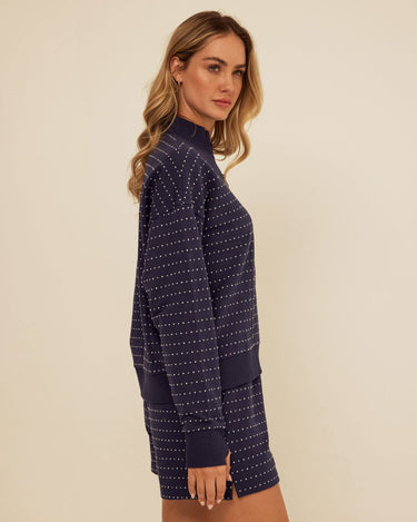 Kindra Dot Embroidered Terry Pullover Womens Outerwear Sweatshirt Threads 4 Thought 