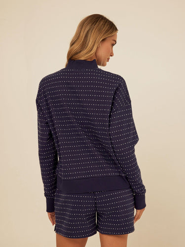 Kindra Dot Embroidered Terry Pullover Womens Outerwear Sweatshirt Threads 4 Thought 
