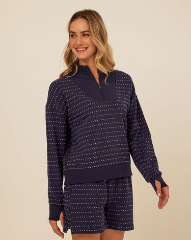 Kindra Dot Embroidered Terry Pullover Womens Outerwear Sweatshirt Threads 4 Thought 