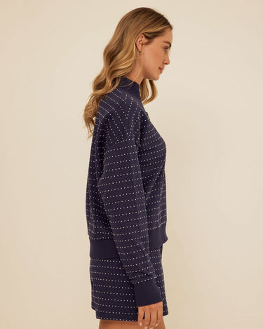 Kindra Dot Embroidered Terry Pullover Womens Outerwear Sweatshirt Threads 4 Thought 