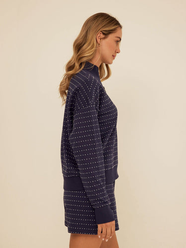 Kindra Dot Embroidered Terry Pullover Womens Outerwear Sweatshirt Threads 4 Thought 