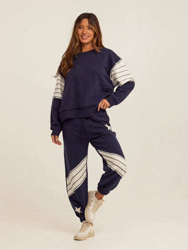 Eulalie Cotton Terry Patchwork Jogger Womens Bottoms Sweatpants Threads 4 Thought 