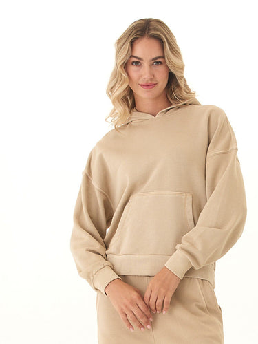 Tanya Mineral Wash Cotton Terry Pullover Hoodie Womens Outerwear Sweatshirt Threads 4 Thought 