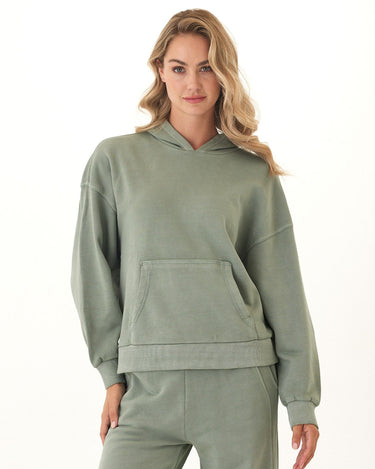 Tanya Mineral Wash Cotton Terry Pullover Hoodie Womens Outerwear Sweatshirt Threads 4 Thought 