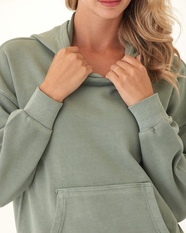 Tanya Mineral Wash Cotton Terry Pullover Hoodie Womens Outerwear Sweatshirt Threads 4 Thought 