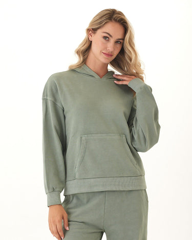 Tanya Mineral Wash Cotton Terry Pullover Hoodie Womens Outerwear Sweatshirt Threads 4 Thought 
