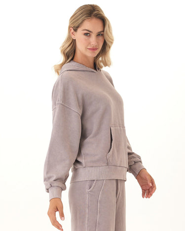 Tanya Mineral Wash Cotton Terry Pullover Hoodie Womens Outerwear Sweatshirt Threads 4 Thought 