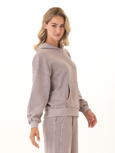 Tanya Mineral Wash Cotton Terry Pullover Hoodie Womens Outerwear Sweatshirt Threads 4 Thought 