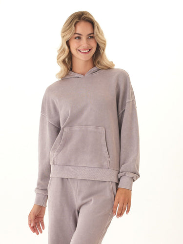 Tanya Mineral Wash Cotton Terry Pullover Hoodie Womens Outerwear Sweatshirt Threads 4 Thought 