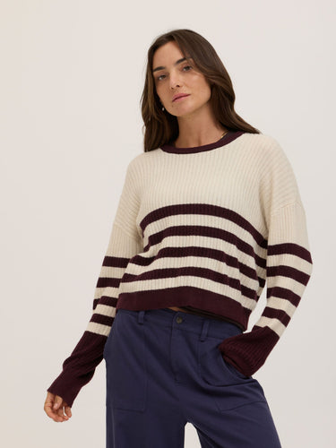 Yvonne Cozy Rib Knit Stripe Pullover Womens Outerwear Sweater Threads 4 Thought 