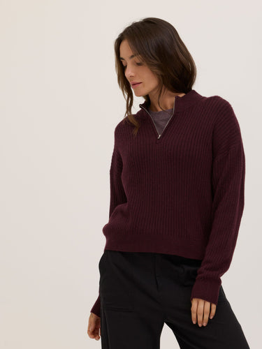 Kieryn Cozy Rib Knit Quarter Zip Sweater Womens Outerwear Sweater Threads 4 Thought 