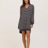 Danette Caribbean Stripe Feather Fleece Beach Cover Up Hoodie Womens Dresses Threads 4 Thought 