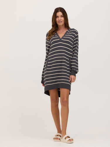 Danette Caribbean Stripe Feather Fleece Beach Cover Up Hoodie Womens Dresses Threads 4 Thought 