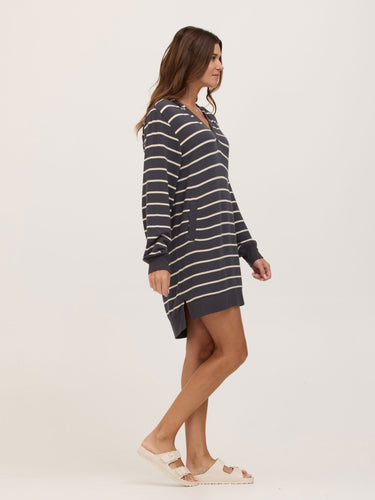 Danette Caribbean Stripe Feather Fleece Beach Cover Up Hoodie Womens Dresses Threads 4 Thought 