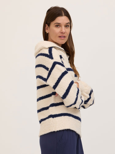 Kendra Santorini Stripe Boucle Quarter Zip Threads 4 Thought 