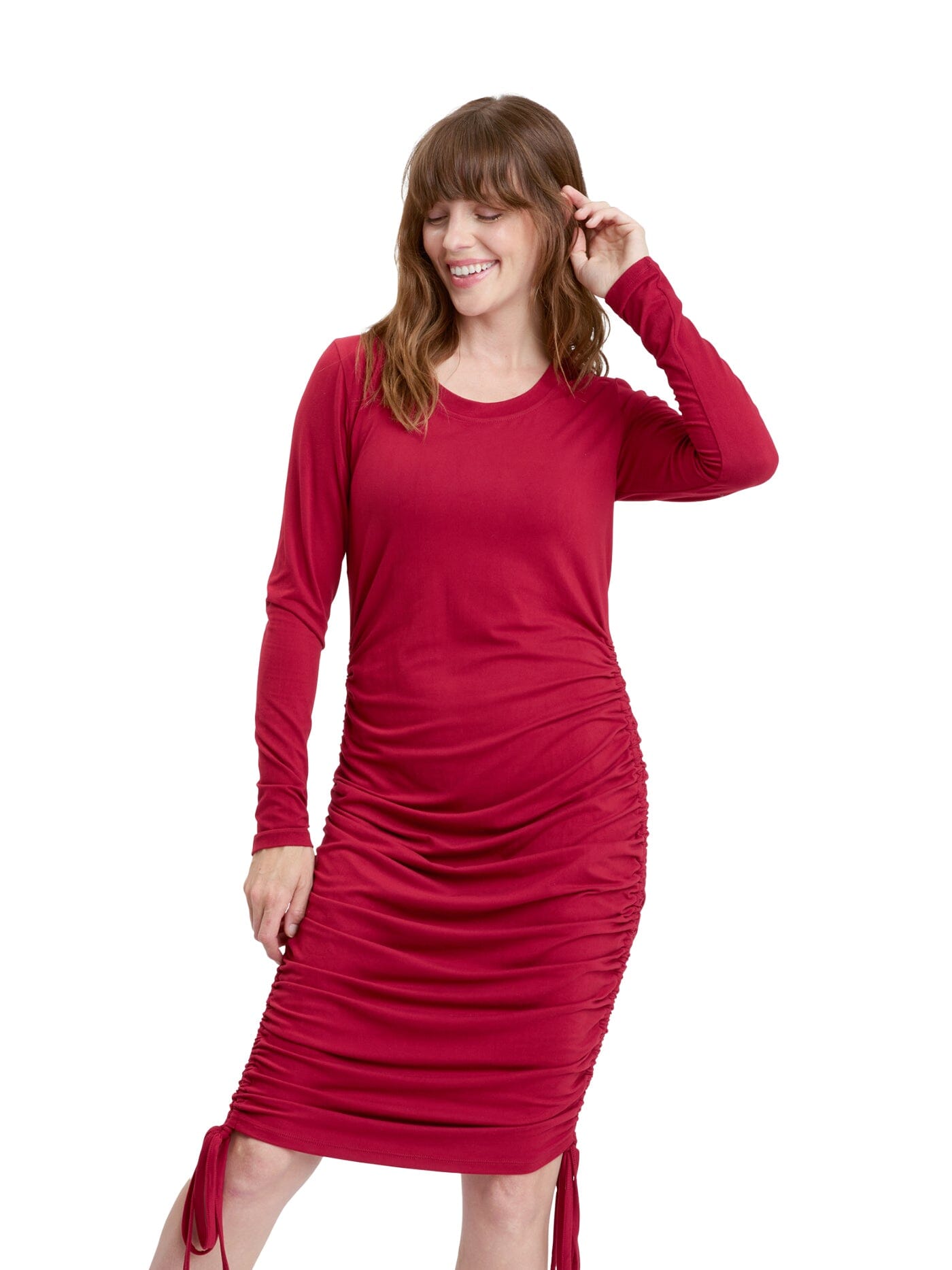 Thia Luxe Jersey Ruched Midi Dress Womens Tops Long Threads 4 Thought 